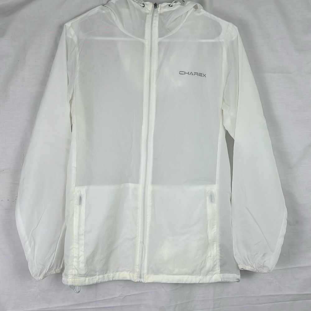 White CHAREX Windbreaker Coat with Pouch